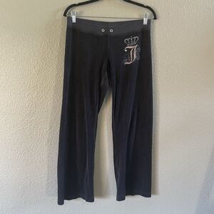 Juicy Couture Pants Small Black Vintage Y2K Crown Velour Bling Sweatpants track